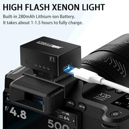 MEDALIGHT F1 Mini Camera Flash Suitable for Ricoh (GR3/GR3X, etc.) Fuji/Sony/Nikon and Other Cameras,Portable Mini Digital Cold Boot Flashlight for DSLR Cameras
