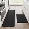 StepRite Kitchen Mats, 2PCS Kitchen Rugs, Cushioned Anti Fatigue Kitchen Mats for Floor, Non-Slip Standing Desk Mat, Waterproof Kitchen Rug Set for Kitchen, Floor, Office, 17.3"x30"+17.3"x47", Black