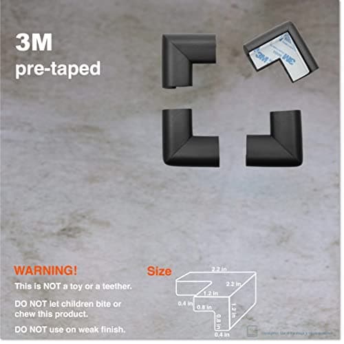 Roving Cove¨ 16-Piece EXTRA PURE, EXTRA DENSE "Safe Corner™ Cushion" - VALUE PACK - ONYX; Premium Childproofing Corner Guard - Child Safety Home Safety Furniture and Table Edge Corner Protectors