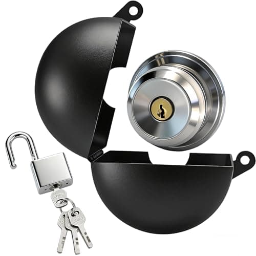 Door Knob Lock Out Device with Padlock, Door Handle Lock - Prevents Turning Door Handles and Entering Keyholes, Door Knob Lock Cover For Covering Door Handles/Faucets/Valves, Stainless Steel (Black)