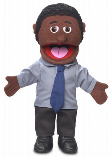 Calvin, Black Dad/Businessman, Hand Puppet, 40cm