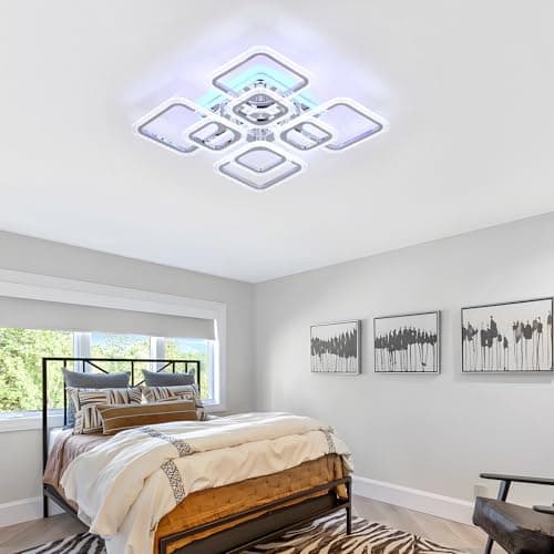 LuFun Ceiling Lights,Modern Led Ceiling Light,Flush Ceiling Light with Remote,Squares Ceiling Lamp Dimmable Ceiling Lighting Fixture for Living Room Kitchen Bedroom Hallway Balcony,80W/3000-6000K