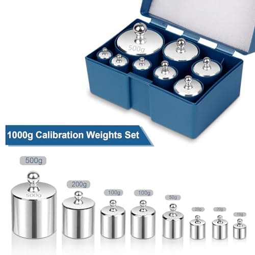 QP Calibration Weights 1000g, 8PCS OIML Class M1 High Precision Scale Calibration Weight Set, 10g 20g 50g 100g 200g 500g Calibration Weight with Tweezers for Digital Scale, Gram Scale, Lab Scale