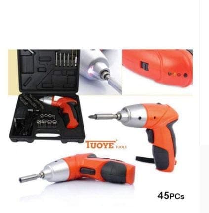 FAB Innovations Cordless Screwdriver ToolKit Set For Home Use (orange,45 PCS)