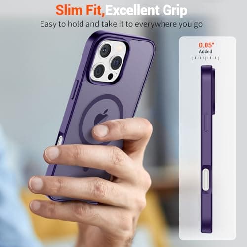 SUPFINE Magnetic for iPhone 16 Pro Case (Compatible with MagSafe) (Military Grade Drop Protection) Slim Translucent Matte Shockproof with Anti-Fingerprint Phone Case,Dark Purple