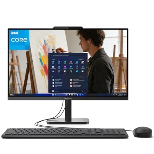Lenovo IdeaCentre 24 23.8" All-in-One with Lifetime Office 365 for Web, 8GB DDR4 RAM, 512GB PCIe SSD, Intel N100 Processor, FHD AIO Desktop Computer, WiFi 6, Bluetooth, Jet Black, Win 11 Home