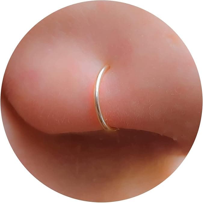 Gold Nose Ring - Tiny Thin 20 Gauge 7mm Nose Hoop - Small 14k Gold Filled Nose Piercing Jewelry For Women - Handmade Nose Rings Hoops - Gift Ready