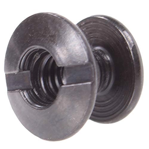 1/8" Black Chicago Screws & Binding Posts Fasteners for Leather Straps/Belts, Kydex Holster/Sheath Repair or Rivet Parts Replacement, Thru Hole Open Slot Design. Made in USA