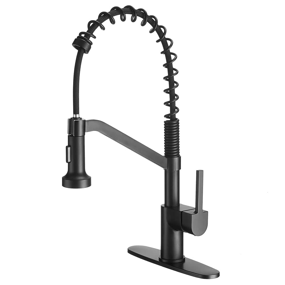 OWOFANBlack Kitchen Faucets with Pull Down Sprayer Industrial Single Handle One Hole Or 3 Hole Faucet for Farmhouse Camper Laundry Utility Rv Wet Bar Sinks