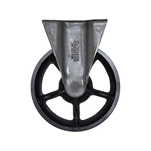 5" CC Vintage Rigid Caster - Plate Mount - Black Cast Iron Wheel