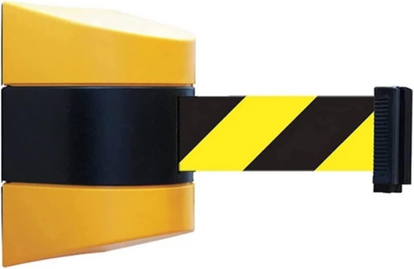 UYTTRWC Wall-Mounted Retractable Warning Belt, 5m Wall-Mounted Isolation Belt with ABS Case, Retractable Belt Barrier with Black and Yellow Warning Line Retractable