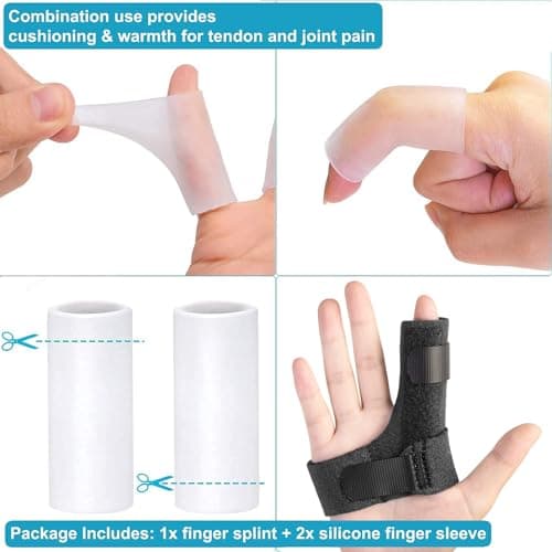 Sumifun Finger Brace, Trigger Finger Splint for Index Middle Ring Pinky Finger Arthritis Pain, Tendon Injury, Broken Mallet Finger Stabilizer Supports for Dislocated Knuckle Immobilizer Wrap,Black