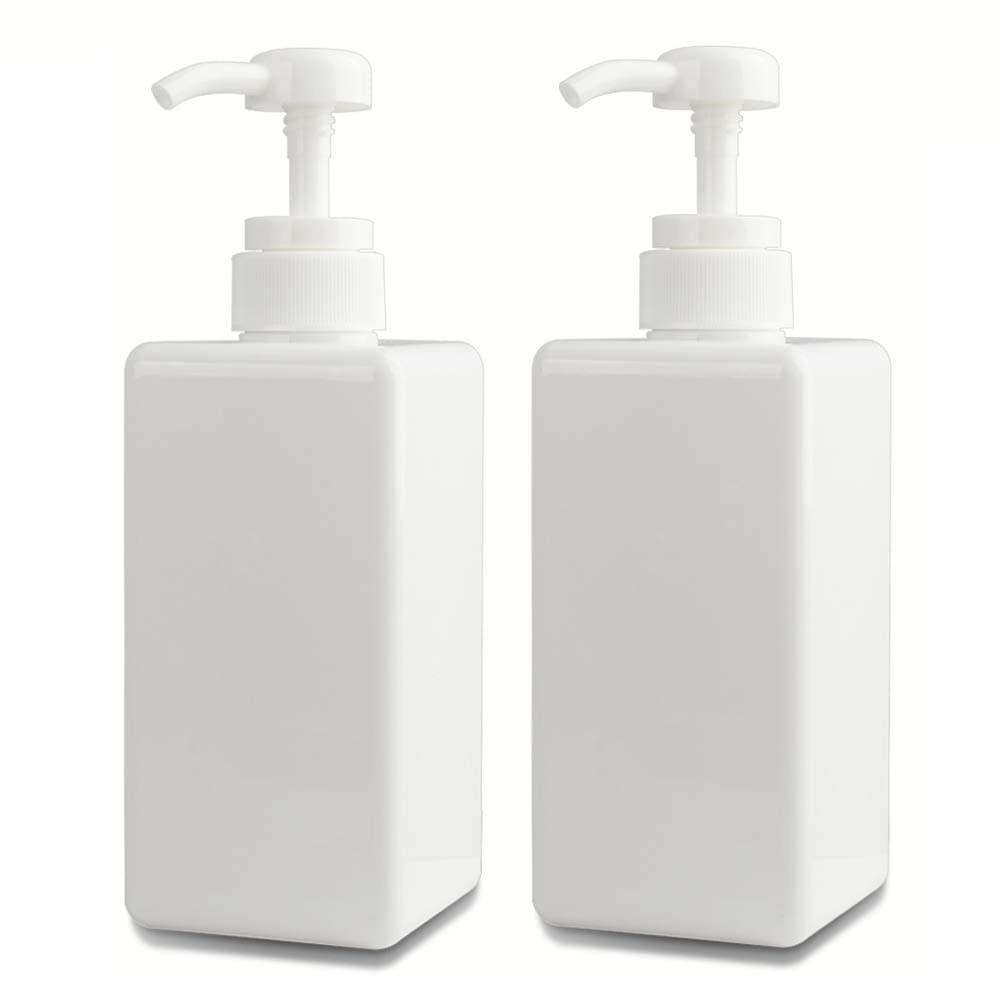 JiatuA Pump Bottle, Refillable Plastic Empty Lotion Soap Dispenser Liquid Container for Bathroom Shampoo and Body Wash, 22oz/650ml White 2 Pack