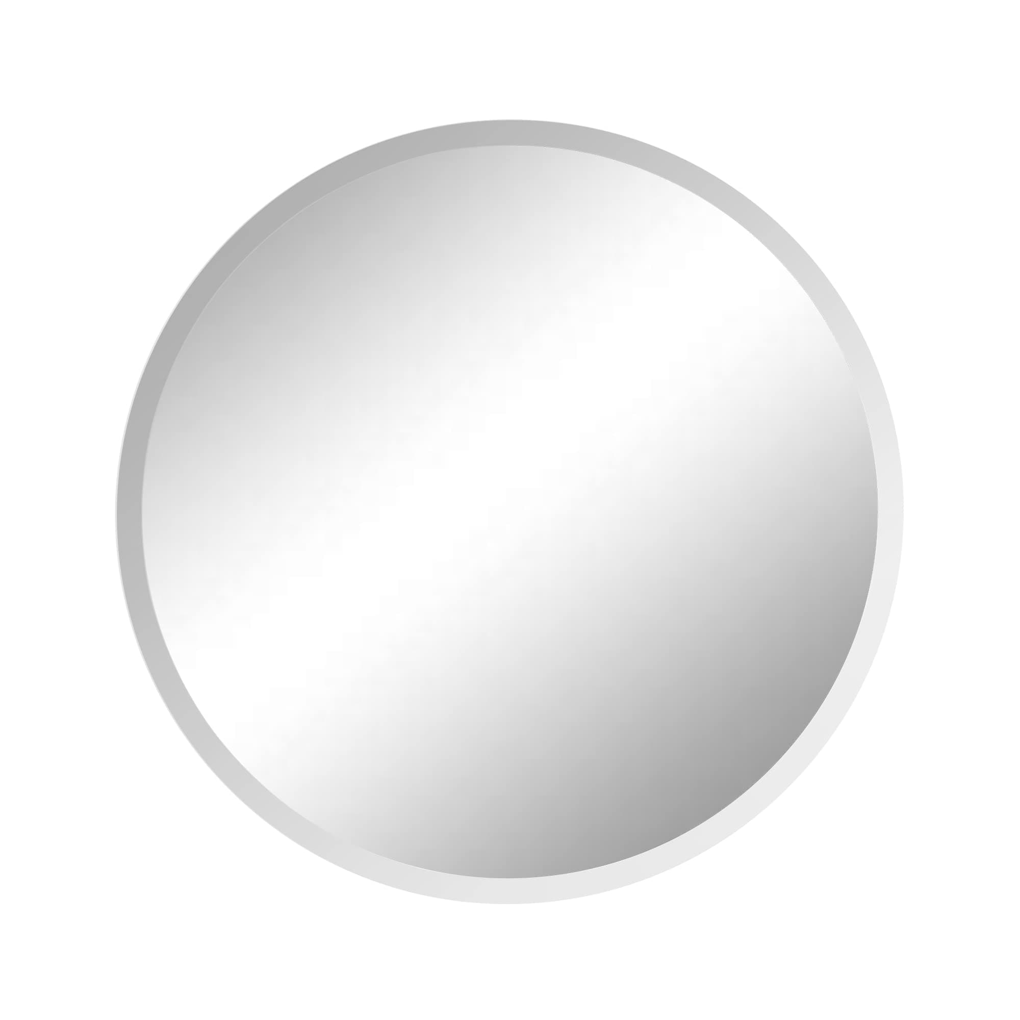 Fab Glass and Mirror Round 1" Bevel Edge Frameless Wall-Mounted Mirrors for Bedroom, Bathroom, Living Room, Vanity, Entryways, 42" x 42", Silver