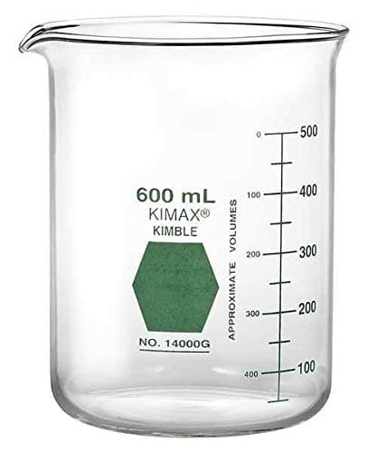 Griffin Beaker, 600mL, Glass, Clear, PK6