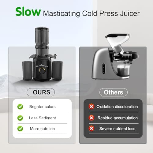 Cold Press Juicer Machines Vegetable and Fruit, 4.1" Large Feed Chute Powerful Slow Masticating Juicer, Juice Extractor Machine BPA Free Easy Clean Self Feeding High Juice Yield
