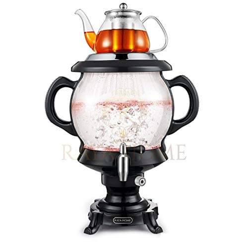 The ORIGINAL RAYA Glass Electric Samovar & Modern Tea Maker, Black| 4.5 Ltr/155 oz | Persian Samovar |Russian Samovar | Turkish Samovar