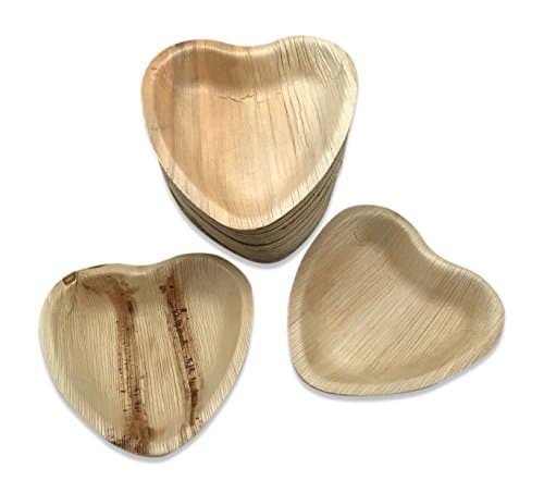 Palm Leaf Heart Bowl 6" | 25 Pack | Eco Friendly Disposable Dinnerware by Rustic Earthware | Compostable & Biodegradable Bowls Made of 100% Natural Palm Leaves