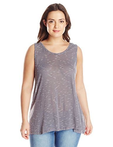 Derek Heart Junior's Plus Size Swing Tank Slubby Stripe Knit