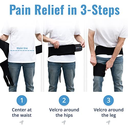 Hip Brace for Sciatica Pain Relief - Supporting Belts, SI Belt/Sacroiliac Belt, Compression Wrap for Hip, Thigh, Hamstring, Muscles - For Men, Women (Large, Hip less than 44 inches)
