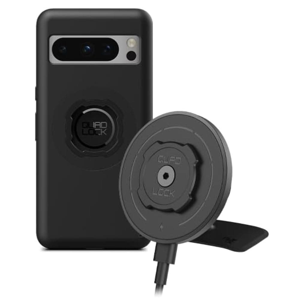 Quad Lock Adhesive Dashboard/Console Car Phone Holder Kit with MAG Wireless Charging Head V2 and MAG Phone Case for Google Pixel 8 Pro