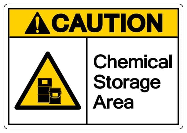 CAUTION CHEMICAL STORAGE AREA SIGN | Waterproof Sticker