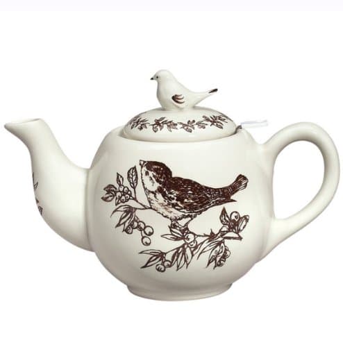 J. Willfred Brown Bird Toile Teapot with Strainer