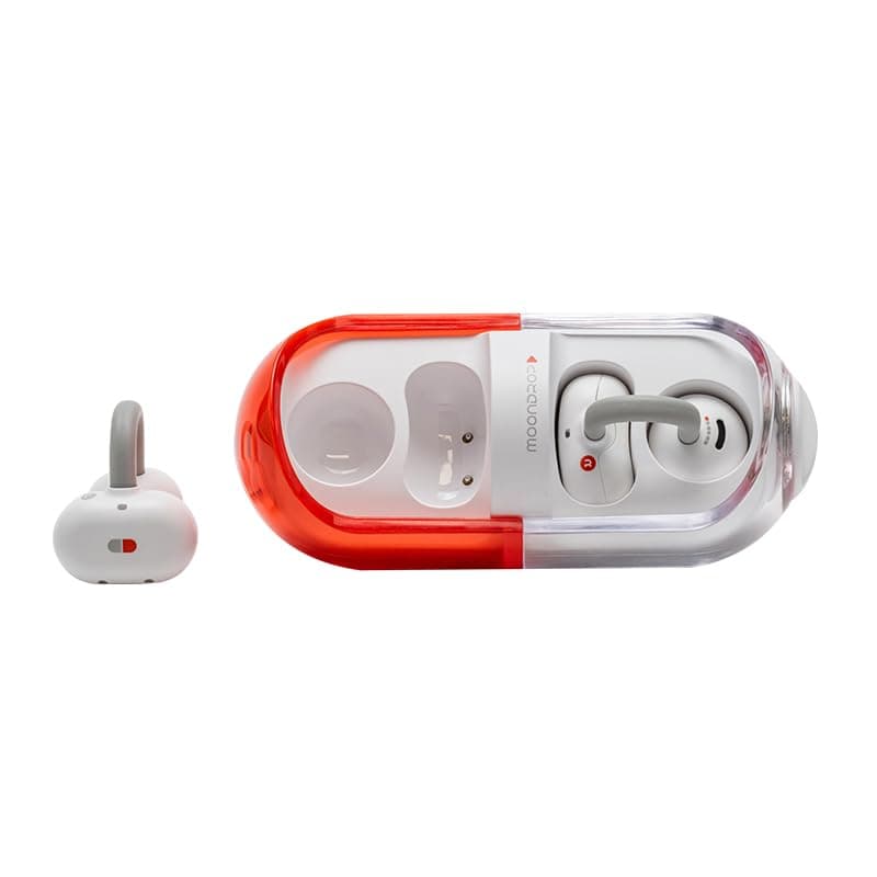 Moondrop Pill Open Ear Headphones Bluetooth 6.0 OWS Hanging Earphones IPX4 Open Ear Clip Wireless Earbuds Built-in AI ENC MD-0WS-003 (RED)