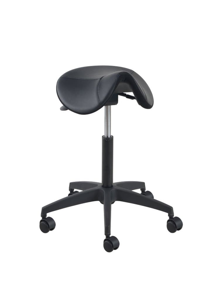 Euroseats Matera Tilting Saddle Stool Medium Nylon Base, 180mm Height Adjustable, Leather, Black