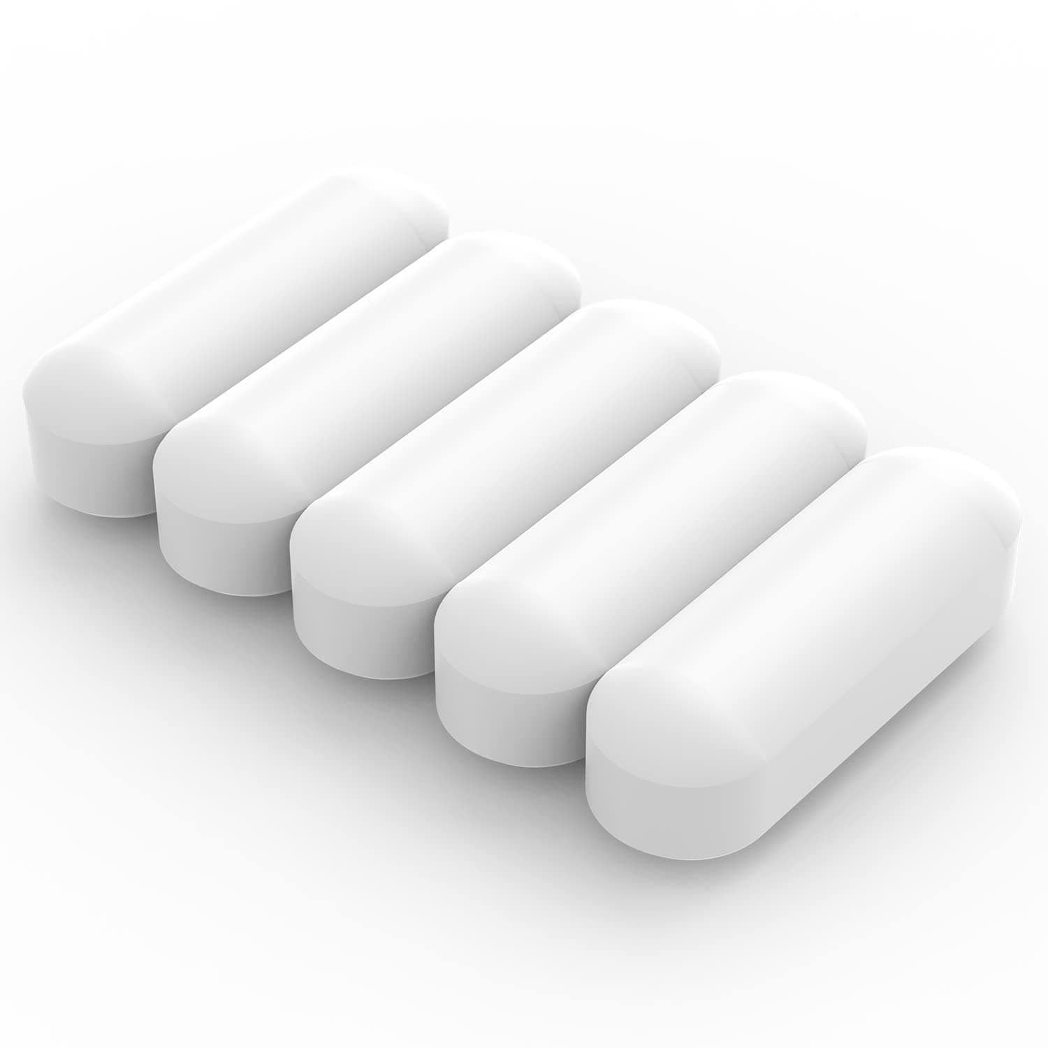 Labasics 5-Pack Stir Bar Set, 10 mm PTFE-Coated Magnetic Stirring Bars White Laboratory Stir Mixer for Stirrers, 5 PK