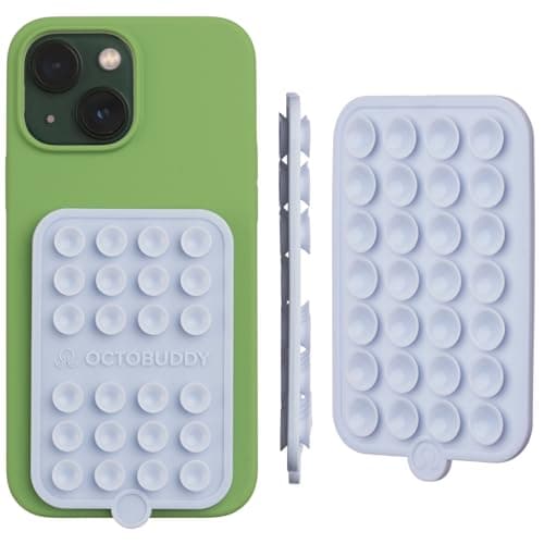 OCTOBUDDY - Silicone Case Double-Sided Suction Phone Case Detachable Mount - Hands-Free, Strong Grip Holder For Selfies & Videos - iPhone & Android Compatible - 2.5? X 3.75?, Baby Blue