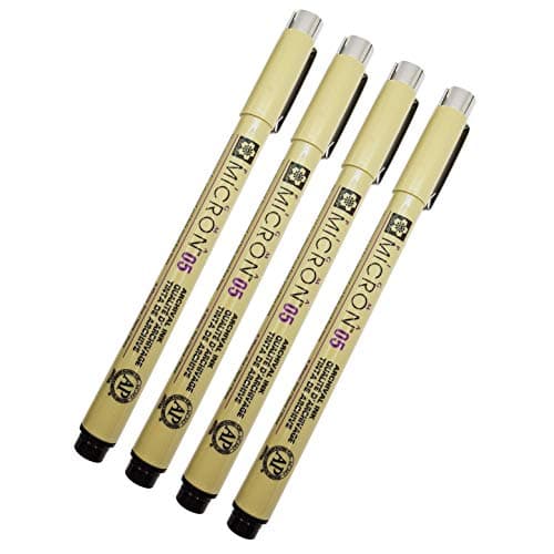 SAKURA Pigma Micron 05 Black Pen 0.45mm Line Width Pack of 4 (05)