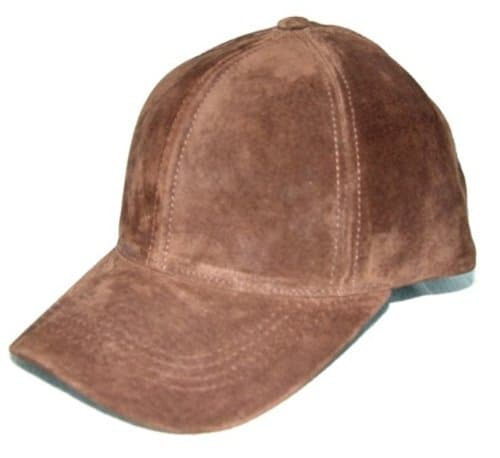 Suede leather baseball cap hat, one size fit - made in USA Color: Brown
