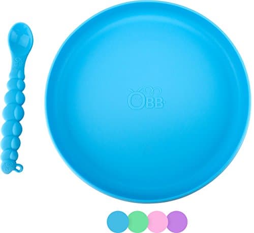OBB Silicone Baby Plate with Suction Cup Base (Blue)