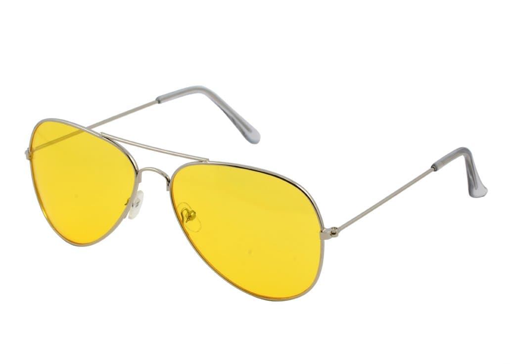 OX Legacy Yellow Aviator Blue Light Blocking Glasses, 60mm Silvertone Wire Metal Frame