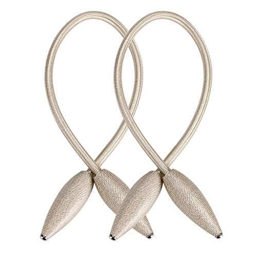 2 Pieces Beige Curtain Tiebacks hooks Hand Knitting Window Holdbacks Holder - DIY Creative Random Modelling European Style Curtain Ropes Drape, Wheat Shape Curtain Clip for Home and Office Decoration