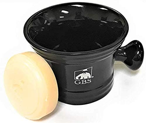 Ceramic Black Shaving Bowl/Mug with Handle Knob- Comes with 3 Oz 97% Natural Ocean Driftwood Gbs Soap - Fits up to a 4 Oz Soap