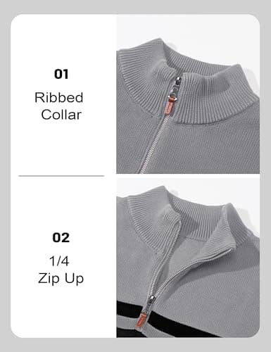 MAGCOMSEN Men's Sweaters 1/4 Zip Cotton Sweater Pullover Polo Sweaters Striped Fall Winter Warm Sweatshirts