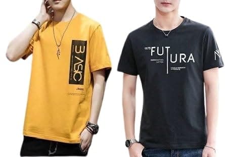 MB MOZZBY LIFESTYLE Men's Regular Fit Solid Printed Pure Cotton Half Sleeve Tshirt (Maroon) (Pack of 2) (MZComboGry.Pocket+M.BasicHalf)