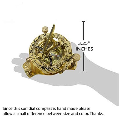 NauticalMart Sundial Compass Solid Brass Sun Dial (with Wooden Box)