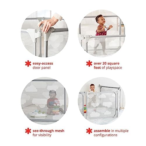 Skip Hop Expandable Baby Gate, Playview Enclosure, Silver Lining Cloud