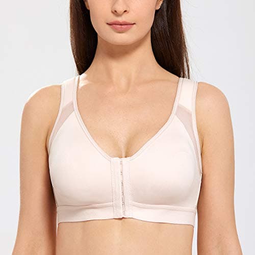 Delimira Women's Front Fastening Bras Non Wired Posture Correcting Back Support Post Surgery Bra Plus Size Comfort