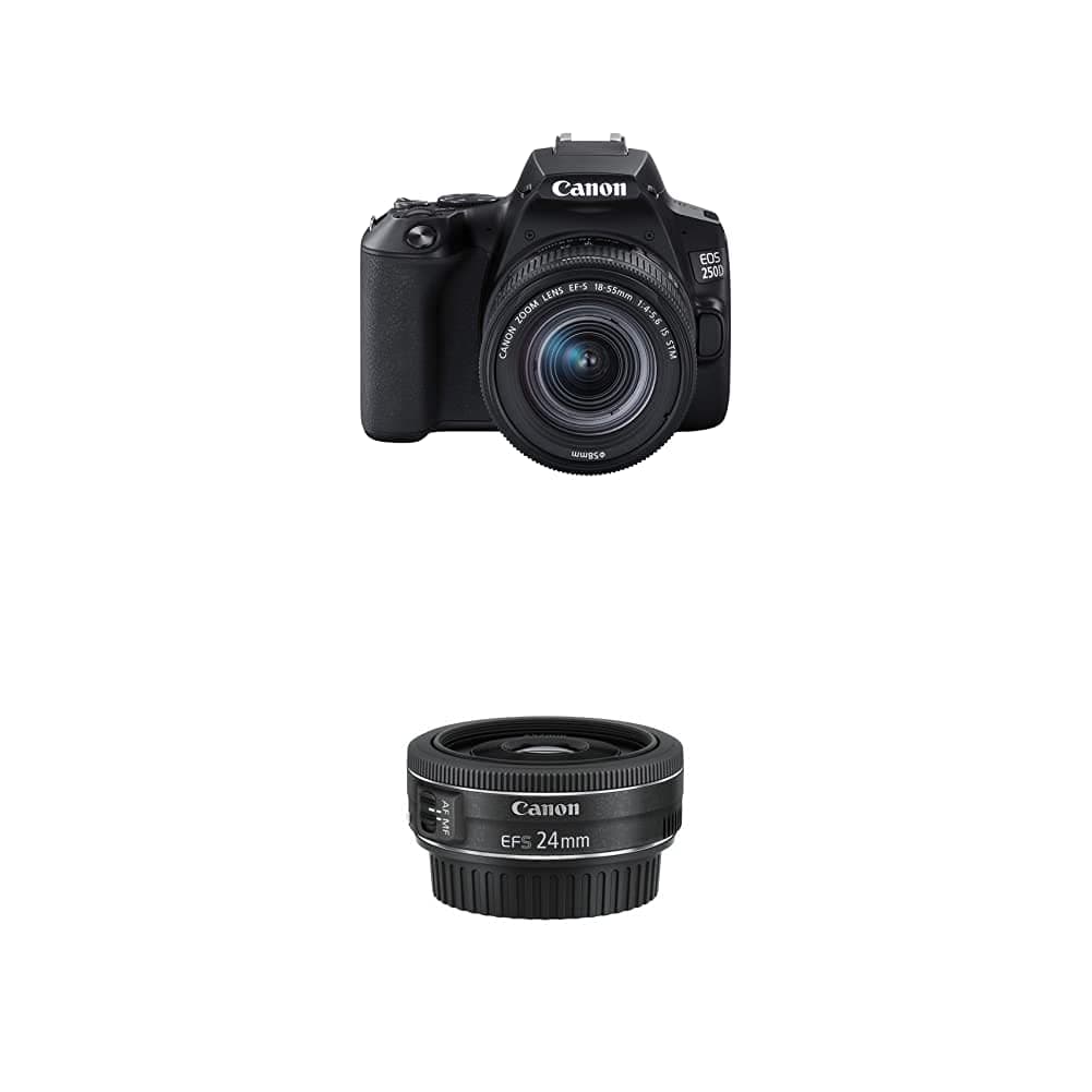 EOS 250D + EF-S 18-55mm f/4-5.6 IS STM Lens - Black With EF-S 24mm f/2.8 STM Lens - Black
