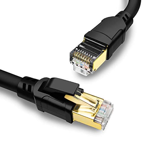 Yauhody CAT8 Ethernet Cable 1.5ft 2 Pack, High Speed 40Gbps 2000MHz SFTP Internet Network LAN Wire Cables with Gold Plated RJ45 Connector for Router, Modem, PC, Switches, Hub(1.5ft/0.5m, Black-2Pack)
