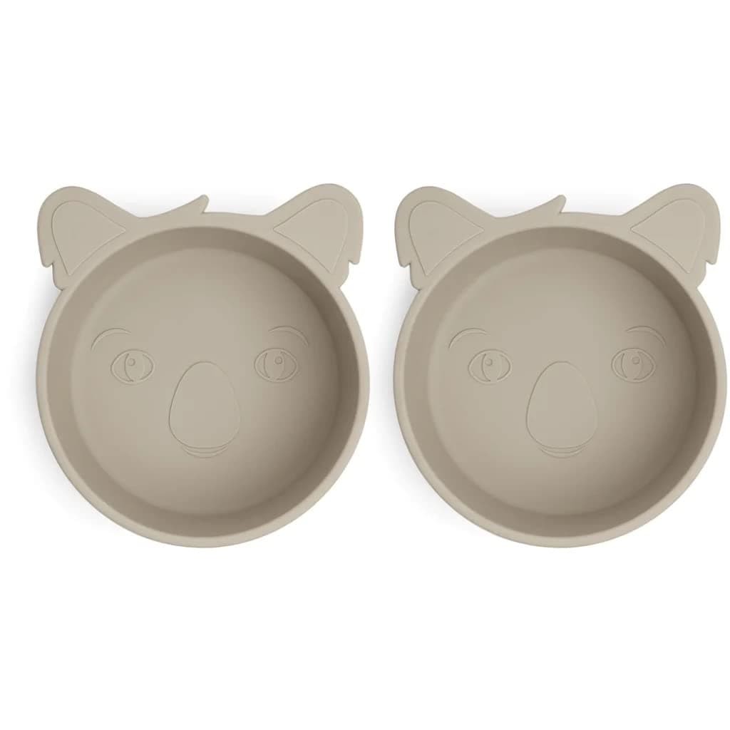 Nuuroo Alex Koala Shaped Silicone Deep Plate 2-Pack, 11.5 cm Diameter x 4.5 Height, Cobblestone