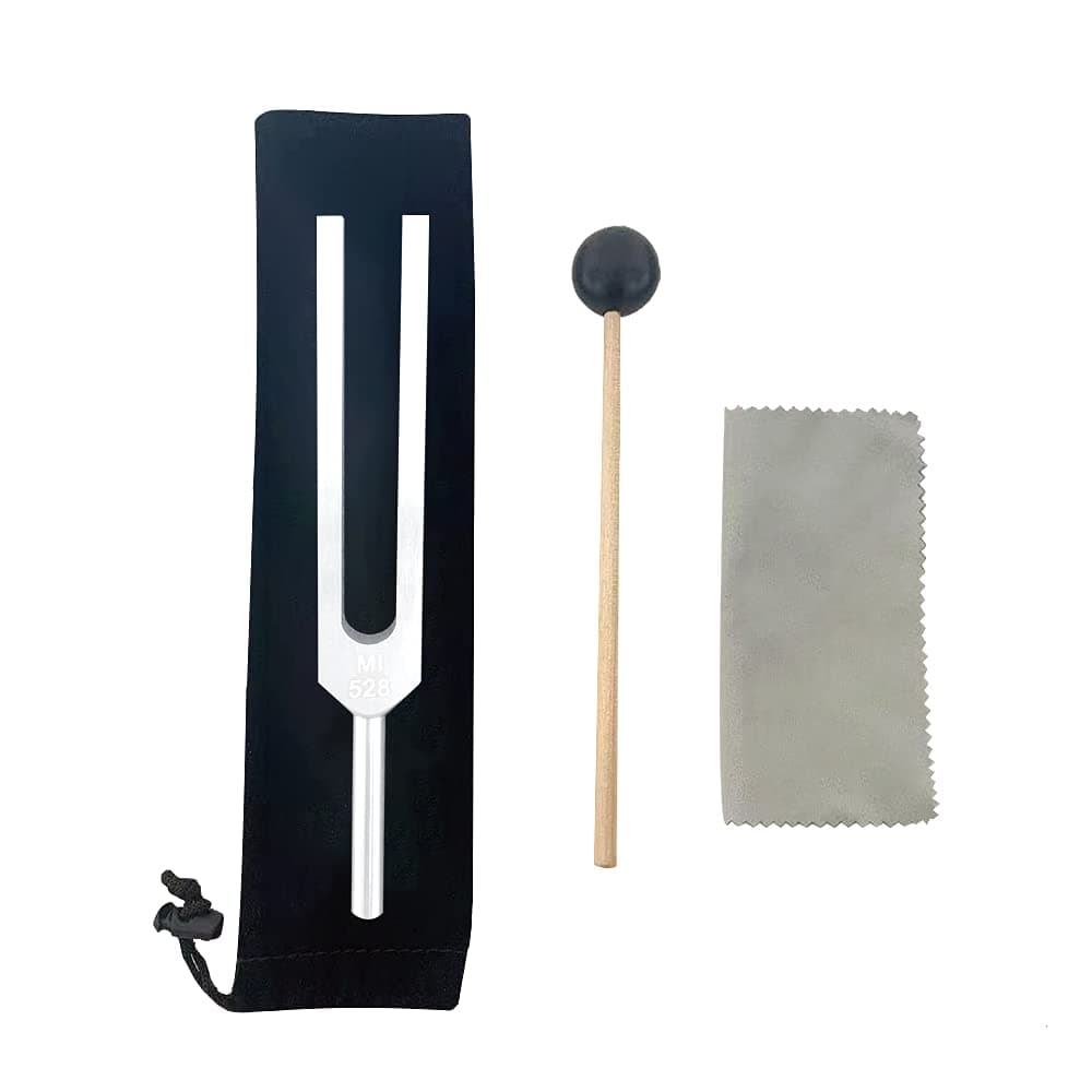LeSage 528 hz Tuning Fork with Silicone Hammer Cleaning Cloth Violin/Guitar/Piano Tune Non-Magnetic Aluminum Alloy