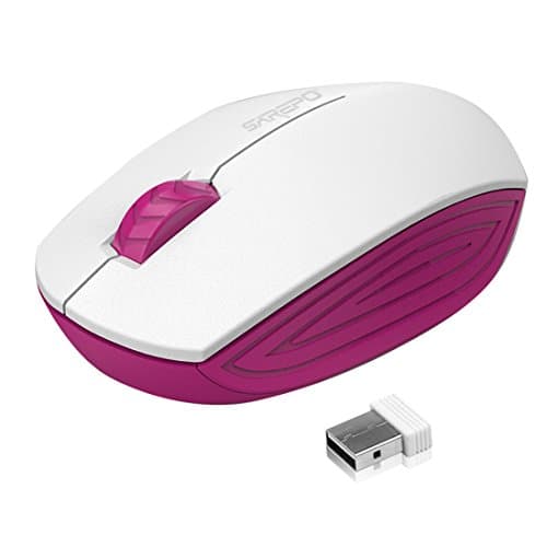 SAREPO Commander 2.4 GHz Wireless Mouse Cordless Optical Mice with Nano Receiver, 1200 DPI –Stark Colors and Minimalist (White+Red)
