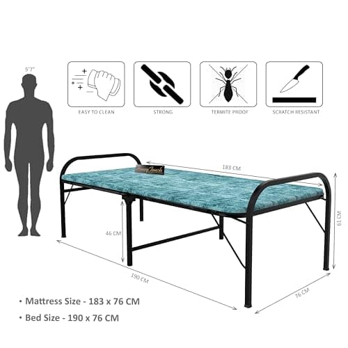 Honey Touch® Folding Bed for Sleeping with Foam Mattress Single Bed Powder Coated