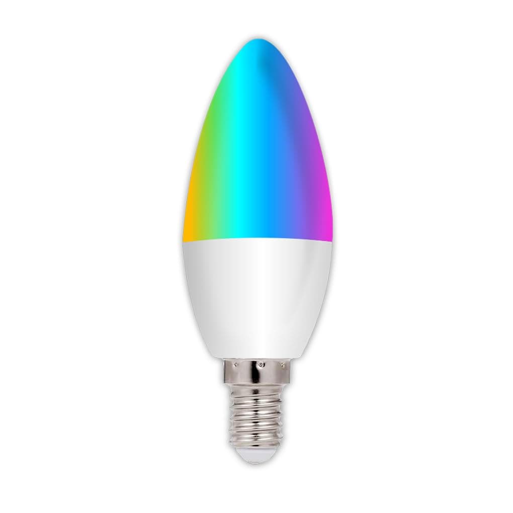 Saska Smart LED Candle Light Bulbs E14 Wi-Fi Tuya/Smartlife app control Color Changing, Multi-Colored RGB, RGBCW 2700K-6000K, LED Bulbs with E14 Base, Works with Alexa and Google Home (1 Pack)