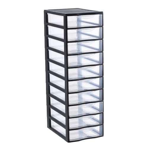 Sundis 10-Drawer DIY Storage Tower, Black